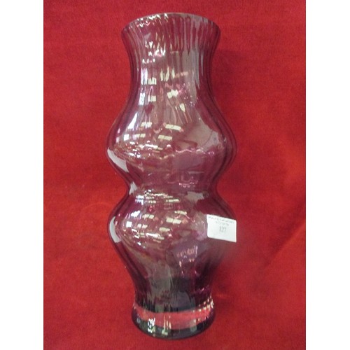 127 - TALL DARTINGTON GLASS VASE. PURPLE.