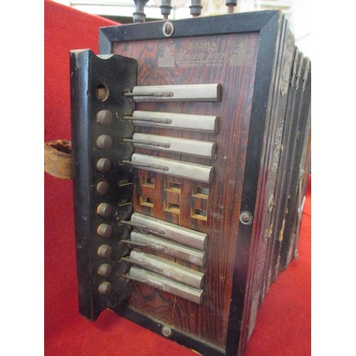 138 - ANTIQUE 'UNION JACK' MELODEON ACCORDION. SAXONY MAKE.