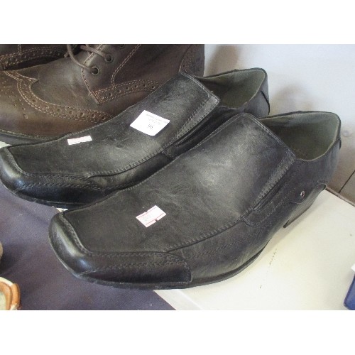 231 - MENS BROWN BOOTS, ALSO A PAIR OF BLACK SHOES. SIZE 11/45. BOTH ALMOST NEW.