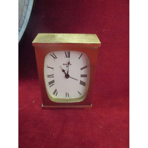 250 - 6 CLOCKS, INCLUDES A RETRO METAMEC WALL CLOCK, AND 2 SMALL CARRIAGE CLOCKS.