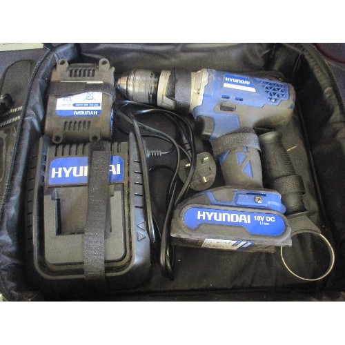 260 - HYUNDAI 18V COMBI HAMMER DRILL. IN CARRY CASE WITH INSTRUCTIONS.