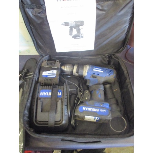 260 - HYUNDAI 18V COMBI HAMMER DRILL. IN CARRY CASE WITH INSTRUCTIONS.