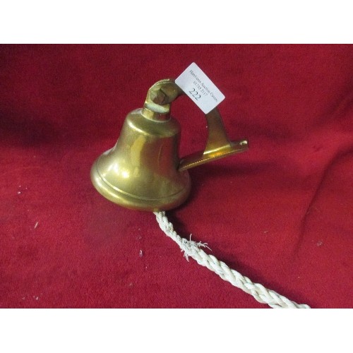 222 - LOVELY VINTAGE BRASS BELL. WALL MOUNTED.