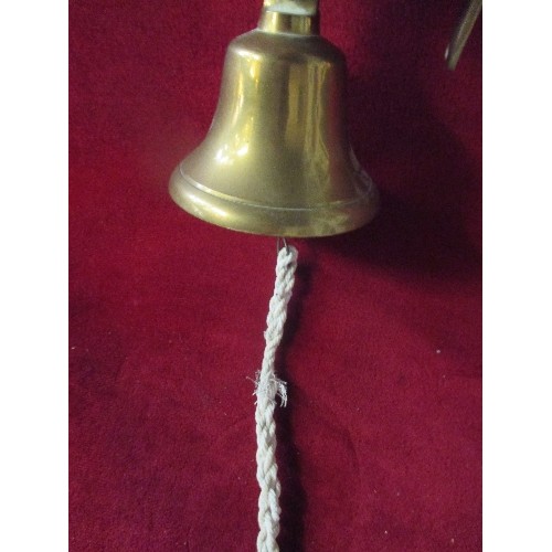 222 - LOVELY VINTAGE BRASS BELL. WALL MOUNTED.