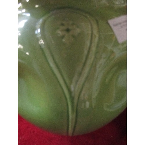 226 - LOVELY LARGE GREEN PLANTER WITH NOUVEAU-STYLE DESIGN.