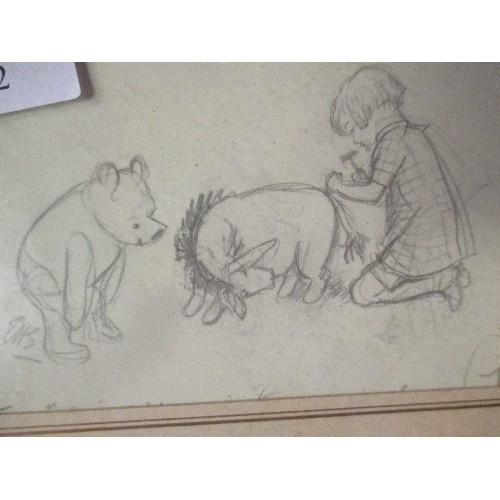 232 - A PAIR OF SMALL FRAMED AA MILNE WINNIE THE POOH DRAWINGS.