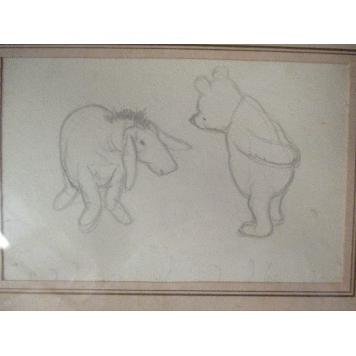 232 - A PAIR OF SMALL FRAMED AA MILNE WINNIE THE POOH DRAWINGS.