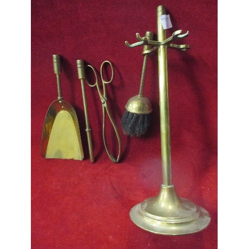 241 - VINTAGE BRASS COMPANION SET. SMALL AND ON STAND.