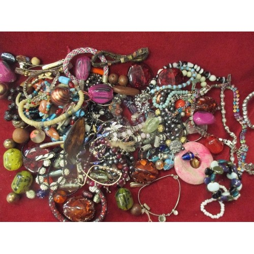 268 - BOX OF COSTUME JEWELLERY.