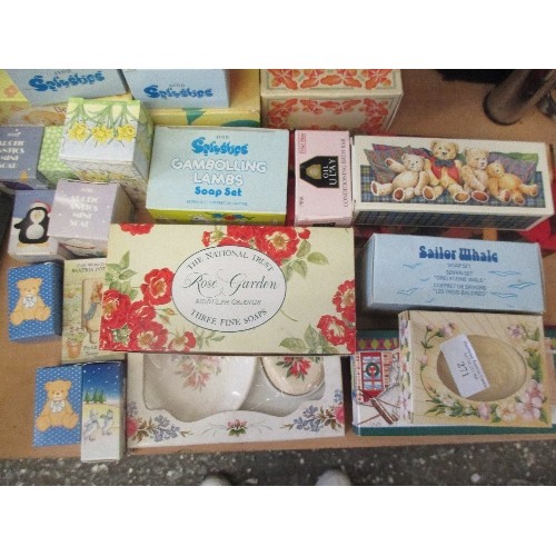 271 - GOOD SELECTION OF GIFT SOAPS - NEW IN BOXES. GIFT SETS. INCLUDES BEATRIX POTTER PICTURE SOAP, NATION... 