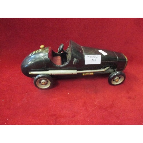 285 - WOODEN RACING CAR MODEL - HAND MADE - 28CM