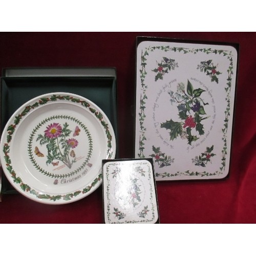 292 - PORTMEIRION CHRISTMAS PLATE, COASTER AND PLACE MATS - ALL BOXED