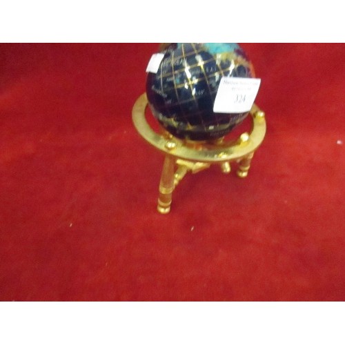 324 - SMALL GLOBE INLAID WITH SEMI PRECIOUS STONES - 8CM DIA