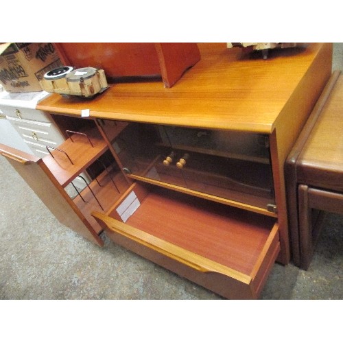 368 - MID CENTRY JS SAKOL FURNITURE TEAK HI-FI CUPBOARD UNIT WITH GLASS DOORS