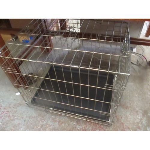 357 - METAL PET / DOG CAGE - FOLDS DOWN FLAT - 60CM X 42CM X 48CM