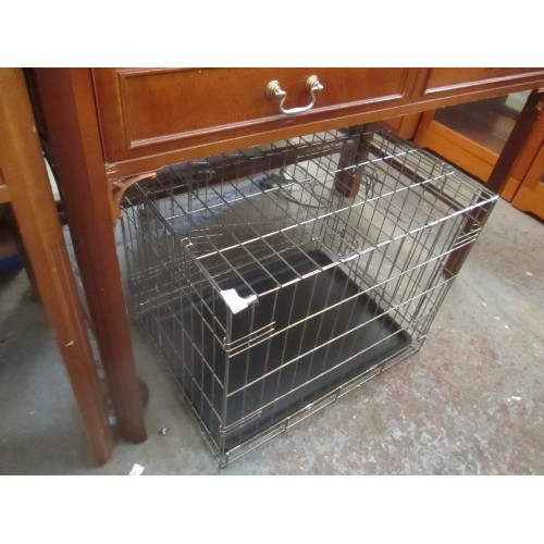 357 - METAL PET / DOG CAGE - FOLDS DOWN FLAT - 60CM X 42CM X 48CM