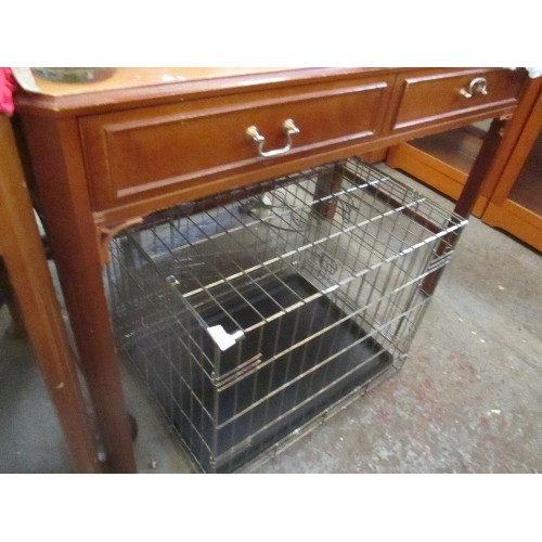 357 - METAL PET / DOG CAGE - FOLDS DOWN FLAT - 60CM X 42CM X 48CM