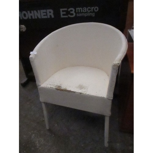 366 - VINTAGE WHITE PAINTED RATTAN CHAIR