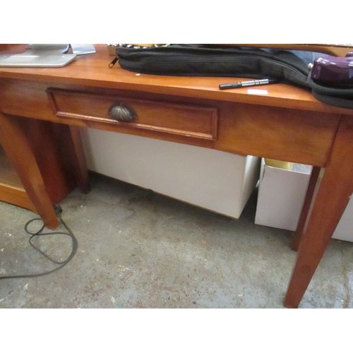 378 - VINTAGE TEAK HALL TABLE WITH A DRAWER - 120CM X 44CM X 75CM