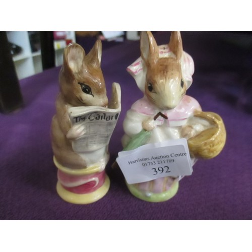 392 - BESWICK BEATRIX POTTER, TAILOR OF GLOUCESTER AND MRS RABBIT - BOTH AF