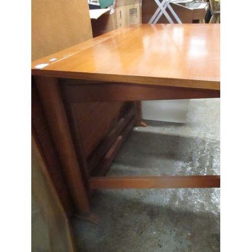 420 - 20TH CENTURY TEAK DROP LEAF DINING TABLE - 96CM X 152 CM WITH LEAVES UP, FOLDS DOWN TO A VERY NARROW... 