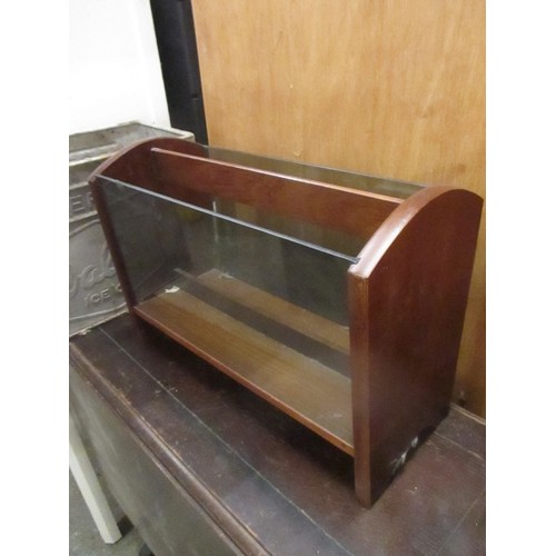 430 - TEAK AND GLASS MAGAZINE RACK