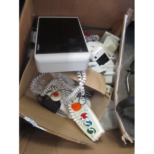 480 - BOX OF MEDICARE ELECTRICALS - CALL REMOTE CONTROLS, SCREEN ETC