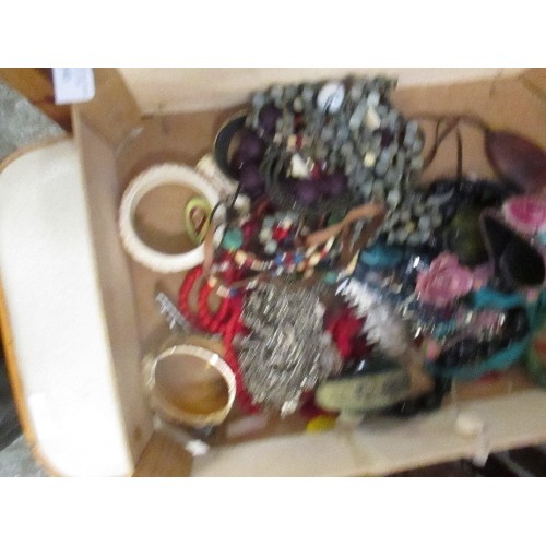 440 - BOX OF COSTUME JEWELLERY, BANGLES, NECKLACES, GUL WATCH ETC