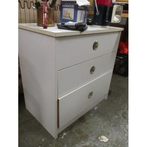 450 - 3 DRAWER WHITE BEDROOM CHEST