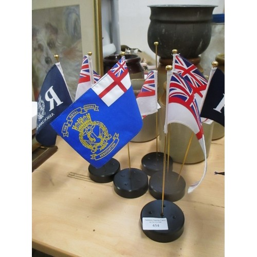 454 - 7 X DESK TOP FLAGS INCLUDING ROYAL NAVY