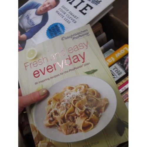 458 - 2 BOXES OF COOKERY BOOKS - JAMIE OLIVER, KEN HOM, WOMEN'S INSTITUTE, MARY BERRY, LAROUSSE GASTRONOMI... 