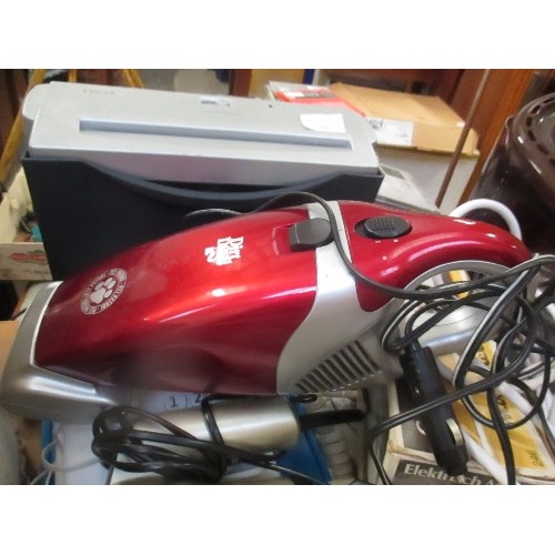 483 - QUANTITY OF ELECTRICALS INC PAPER SHREDDER, DIRT DEVIL, MOULINEX, READING LAMP, STEAMER, HAIRDRYER E... 