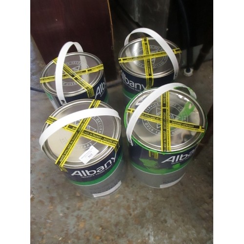 505 - 3 X 5 LITRE CANS OF ALBANY SMOOTH MASONRY PAINT AND 1 PART CAN (3/4 FULL) - MEDIUM GREEN