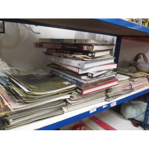 517 - SHELF OF MILITARY BOOKS AND MAGAZINES, WW2, TANKS OF THE WORLD, SPITFIRE, BRITISH ARMY - MAGAZINES I... 