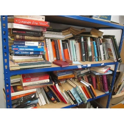 539 - TWO SHELVES OF MIXED BOOKS : NOVELS / DETECTIVE (TONY PARSONS, IAN RANKIN, P.D JAMES), CLASSICS (EVE... 