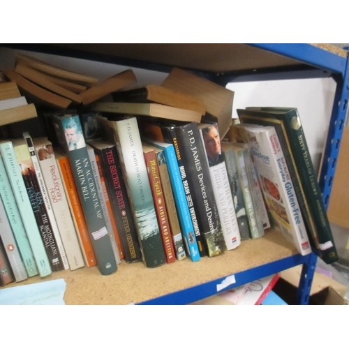 539 - TWO SHELVES OF MIXED BOOKS : NOVELS / DETECTIVE (TONY PARSONS, IAN RANKIN, P.D JAMES), CLASSICS (EVE... 