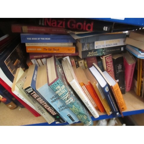 539 - TWO SHELVES OF MIXED BOOKS : NOVELS / DETECTIVE (TONY PARSONS, IAN RANKIN, P.D JAMES), CLASSICS (EVE... 