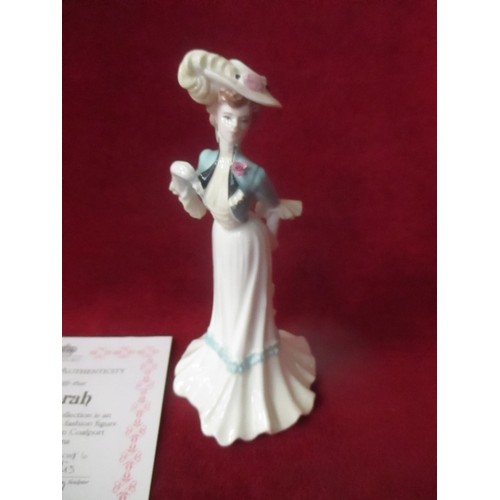 1 - COALPORT LADY SARAH SMALL FIGURINE WITH COA