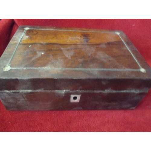 37 - 19TH CENTURY ROSEWOOD BOX CONTAINING ANTIQUE BONE DOMINOES