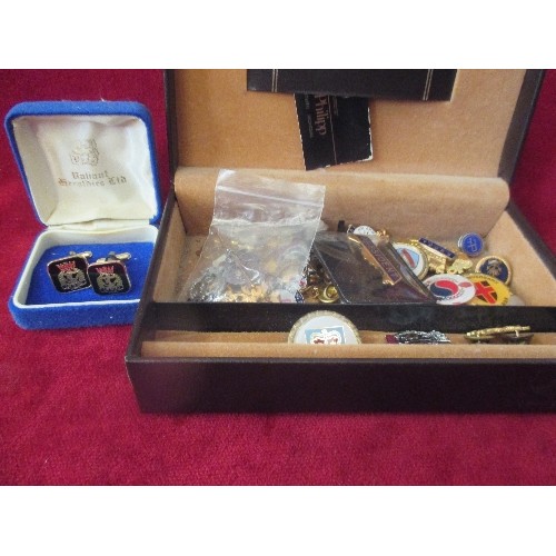 52 - BOX OF MOSTLY MILITARY LAPEL BADGES INC BRITISH LEGION, R.N.A., W.R.N.S, KOREAN WAR, COMMONWEALTH ET... 