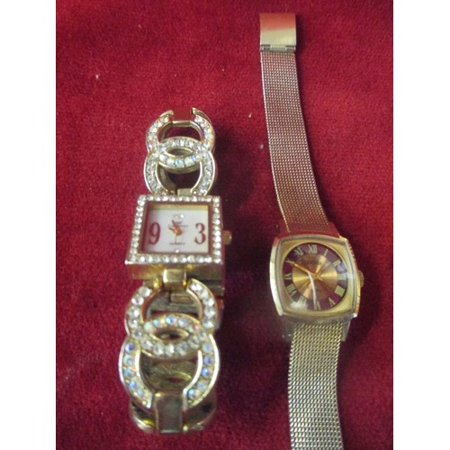 53 - COLLECTION OF LADIES WRIST WATCHES INC RETRO SEKONDA WITH RED AND COPPER DIAL, GILT METAL, SILVER ME... 