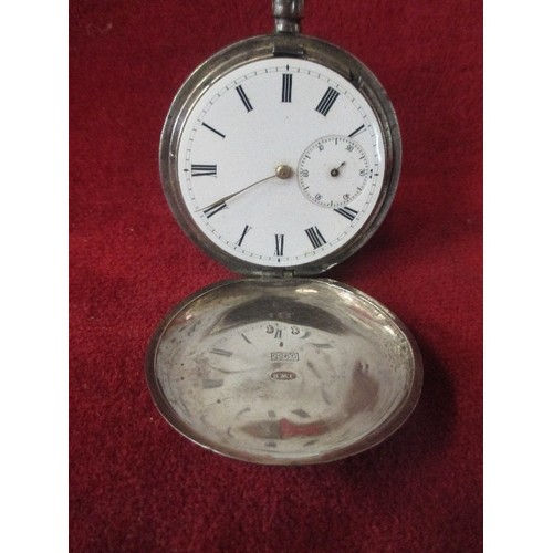 65C - VICTORIAN  935 SILVER CASED HUNTER POCKET WATCH BY J.W.BENSON LUDGATE HILL