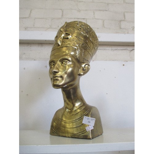 69 - LARGE EGYPTIAN NEFERTITI BUST. 40CM H.