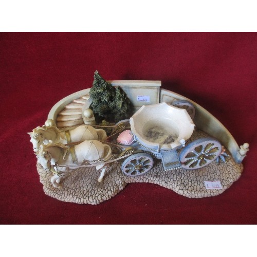 74 - CINDERELLA'S CARRIAGE WITH WHITE HORSES. LARGE ORNAMENT. 33CM L.