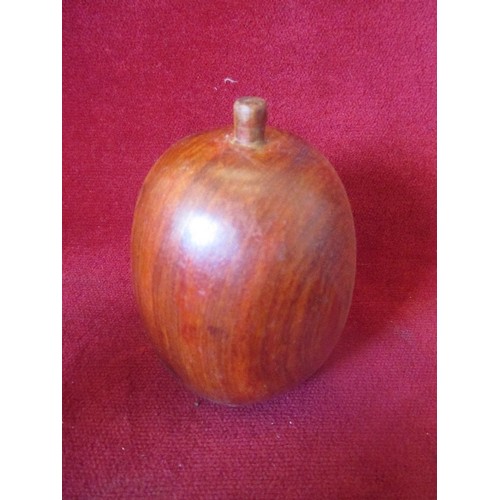 92 - SMALL GALVANISED CONTAINER WITH ROPE HANDLES, CONTAINS CARVED WOODEN FRUIT.