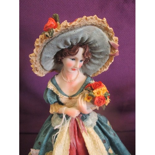 107 - LARGE FIGURE OF A LADY CARRYING FLOWERS. APPROX 40CM H.