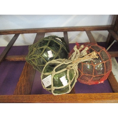 123 - 3 VINTAGE GLASS FISHING FLOATS.