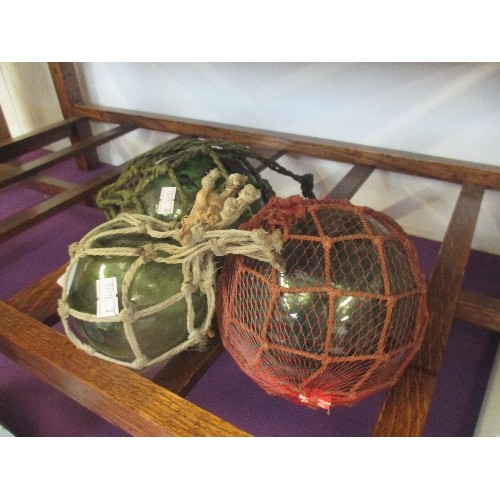 123 - 3 VINTAGE GLASS FISHING FLOATS.