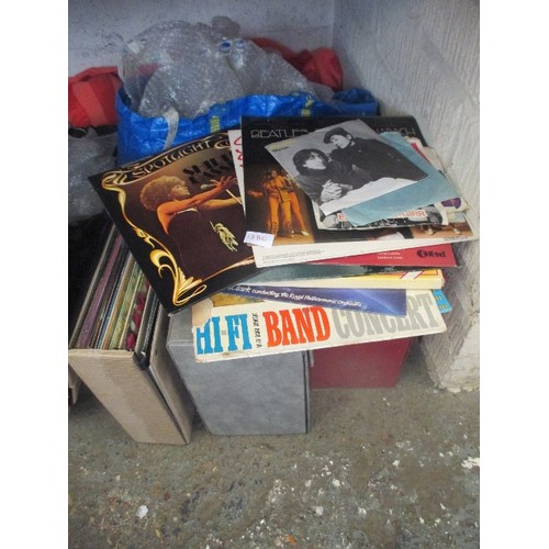 138C - VINTAGE VINYL RECORD COLLECTION IN CARRY CASES. LP'S & 45'S. INCLUDES BEATLES, JOHN LENNON, SHIRLEY ... 