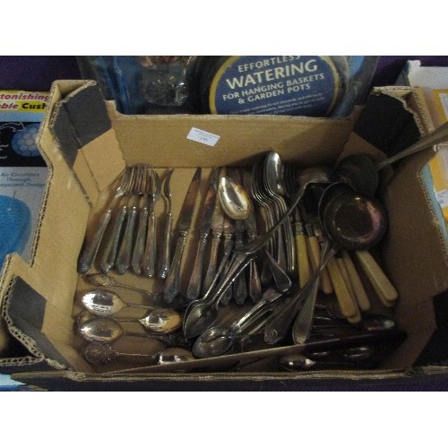 150 - VINTAGE SILVER PLATED CUTLERY. SOME FULL SETS INCLUDES LADLES, SERVING SPOONS, APOSTLE SPOONS ETC.